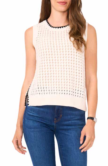 Halogen® Pointelle Sleeveless Sweater