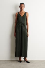 COS Gathered Pleated V-neck Maxi Dress