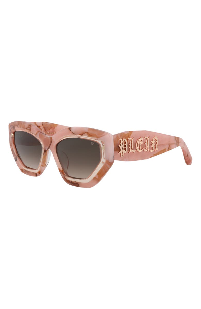 PHILIPP PLEIN 55mm Geometric Sunglasses, Alternate, color, Pink Pink Brown