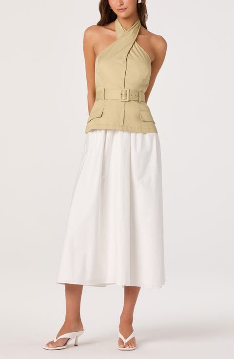 Aleda Halter Neck Cotton Midi Dress