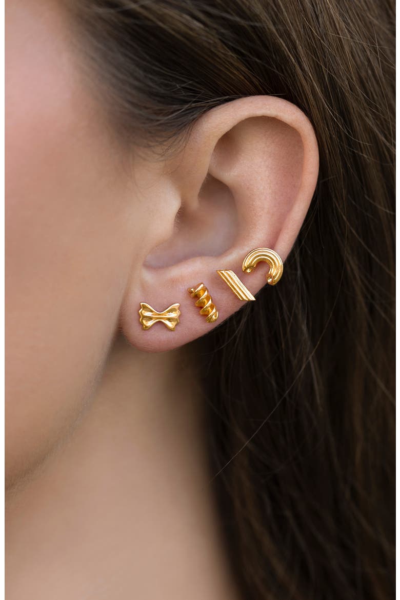 Al Dente Pasta Set of 4 Stud Earrings, Alternate, color, GOLD