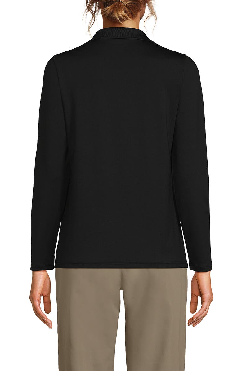 Lands' End School Uniform Long Sleeve Feminine Fit Rapid Dry Polo Shirt, Alternate, color, Black
