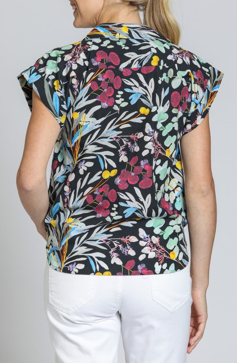 APNY Print Wrap Front Cotton High-Low Top, Alternate, color, Black Multi