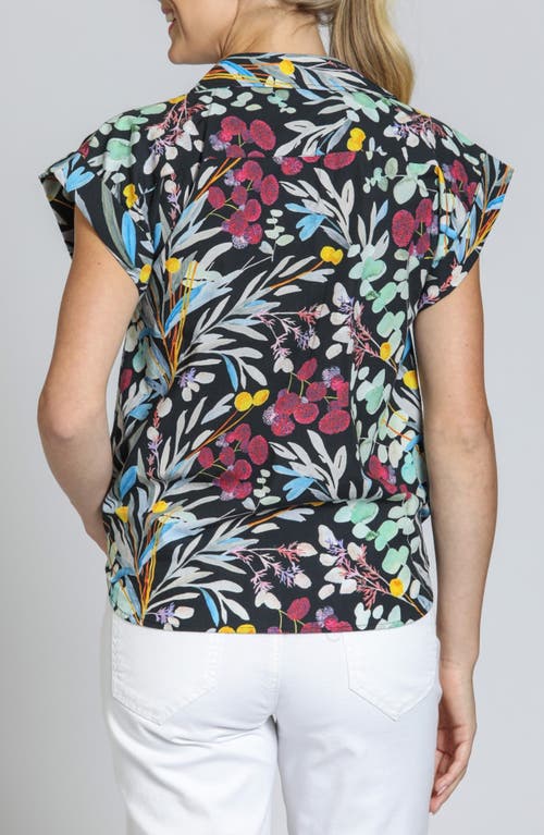 Apny Print Wrap Front Cotton High-low Top In Black Multi