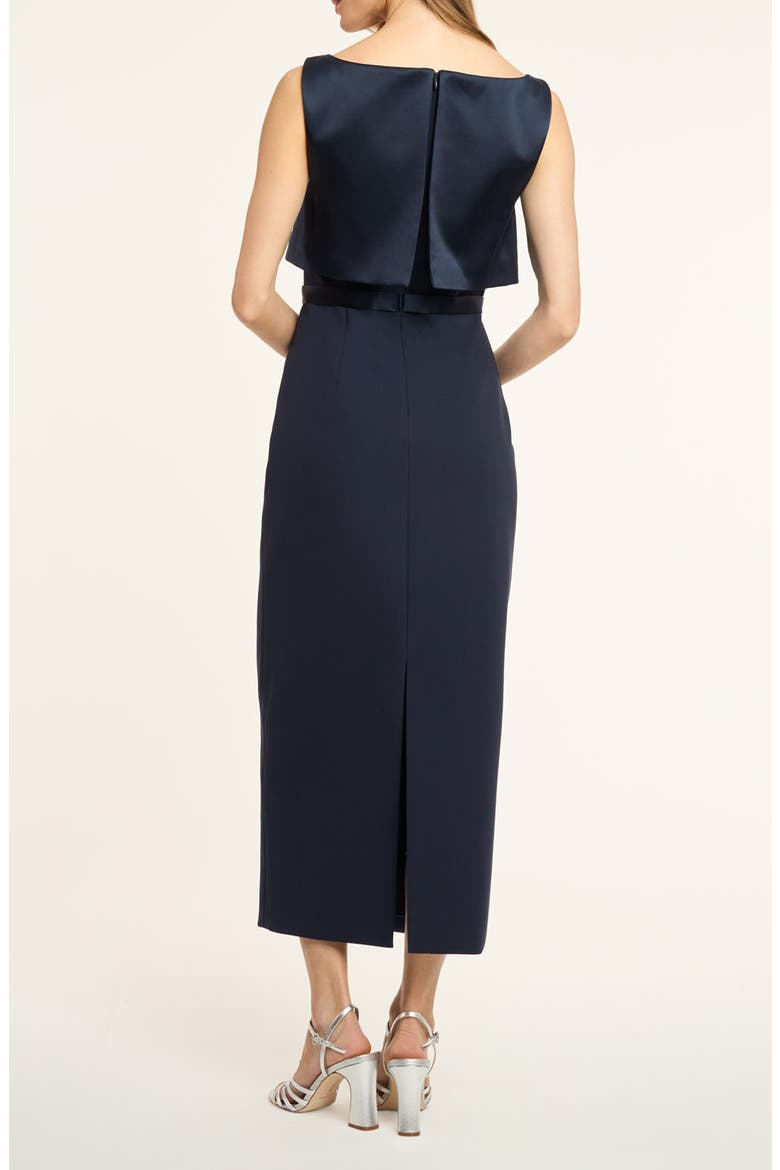 Mila Overlay Detail Column Dress, Alternate, color, NAVY