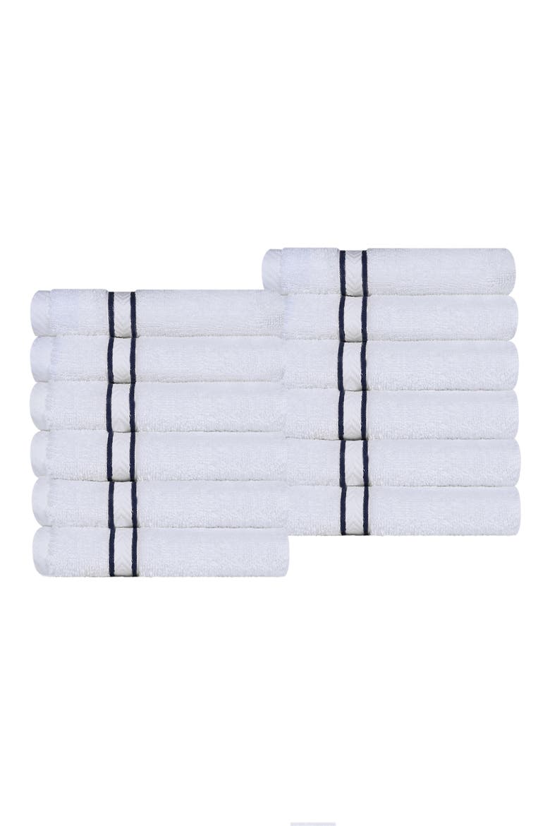 12-Piece Turkish Cotton Washcloths, Main, color, NAVY BLUE