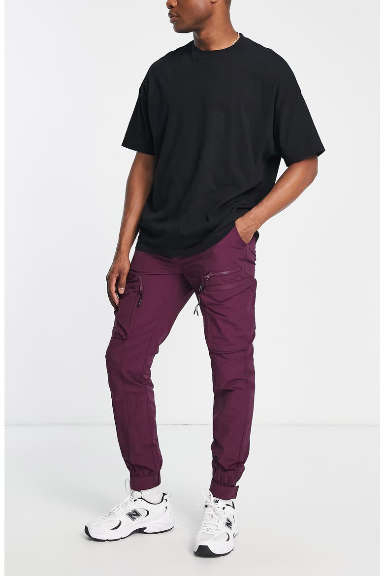 Cut & Sew Cargo Skinny Pants, Alternate, color, PURPLE
