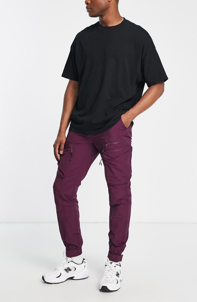 Topman Cut & Sew Cargo Skinny Pants, Alternate, color, 