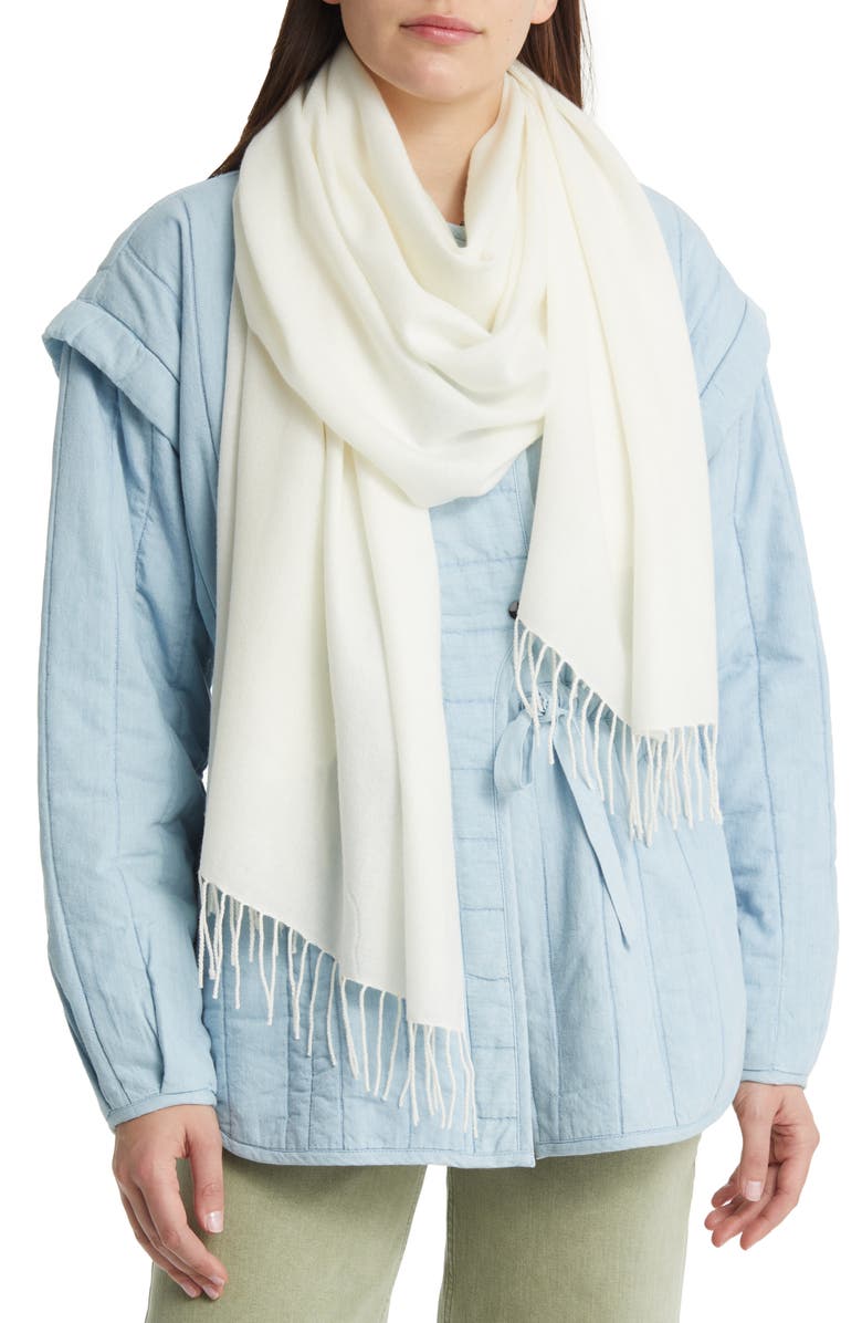 Nordstrom Tissue Weight Wool & Cashmere Scarf, Main, color, Ivory Winter