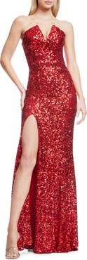 Dress the Population Fernanda Sequin Strapless Gown