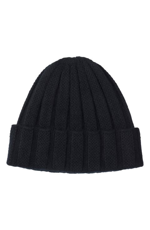 Cable Stitch Cuffed Cashmere Beanie