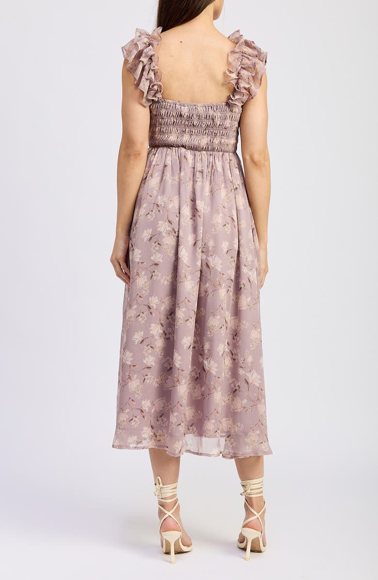 En Saison Floral Ruffle Smocked Midi Dress, Alternate, color,