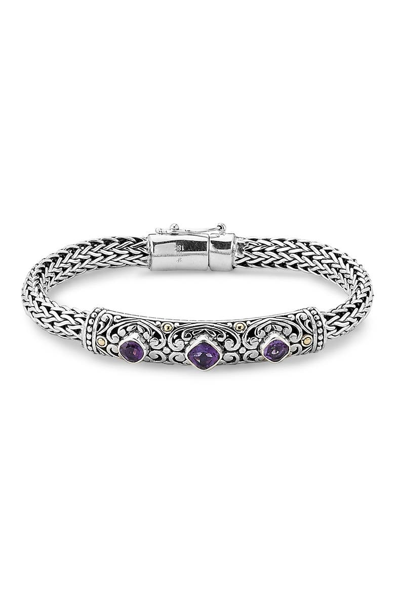 Sterling Silver Rope Bracelet, Main, color, PURPLE