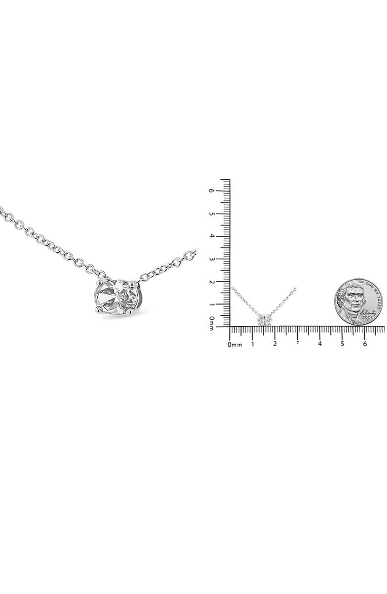 Haus of Brilliance 14K White Gold 3/8 Cttw Lab Grown Oval Solitaire Diamond East West 18" Pendant Necklace, Alternate, color, White