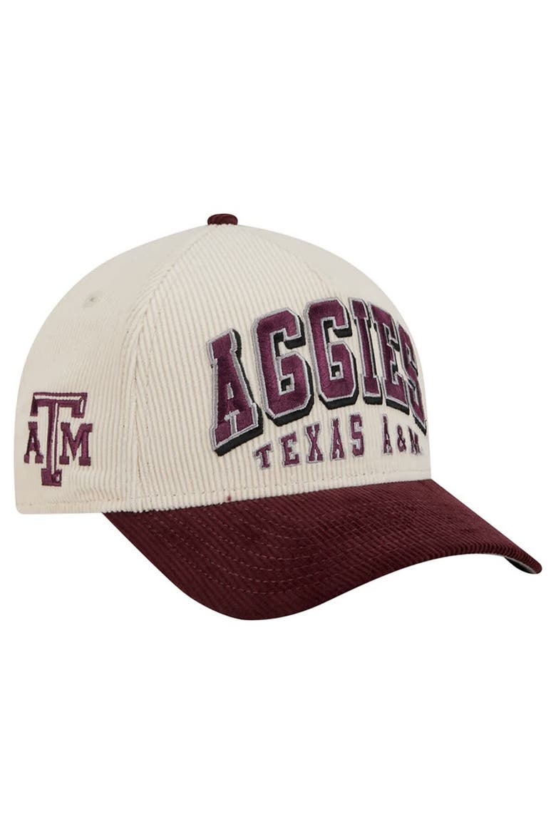 Men's New Era Maroon/Cream Texas A&M Aggies Arch Two-Tone Corduroy 9FORTY A-Frame Adjustable Hat, Alternate, color, Maroon