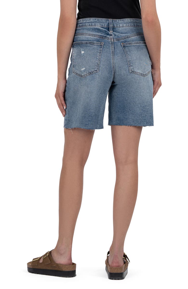 KUT from the Kloth Hailey Raw Hem Denim Bermuda Shorts, Alternate, color, Focus