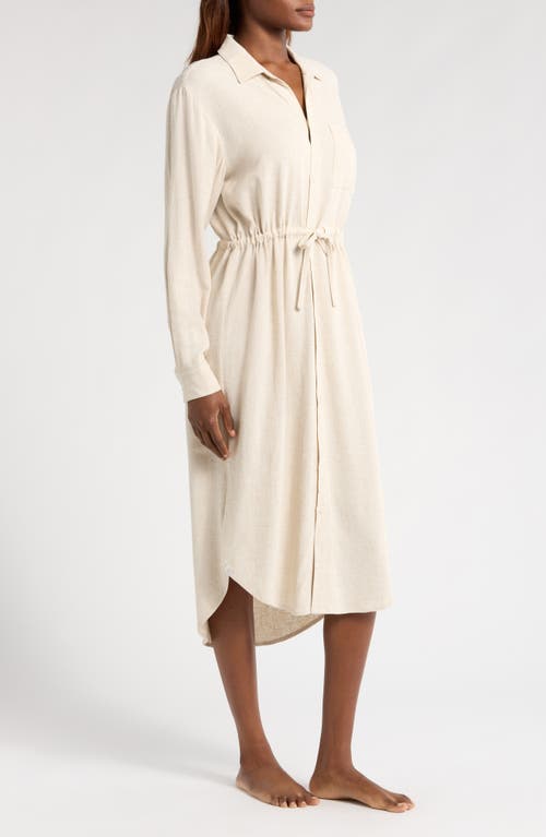 Shop Barefoot Dreams Malibu Collection® Long Sleeve Sleep Shirtdress In He Bisque
