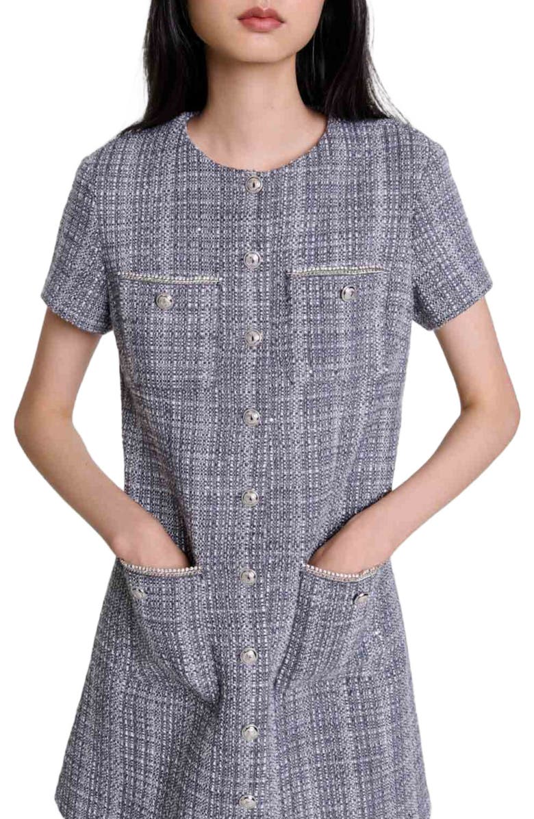 maje Tweed dress, Alternate, color, 
