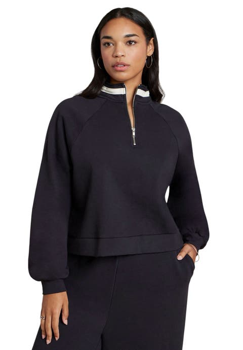 Stripe Detail Quarter Zip Sweatshirt