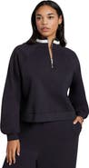 ELOQUII Stripe Detail Quarter Zip Sweatshirt