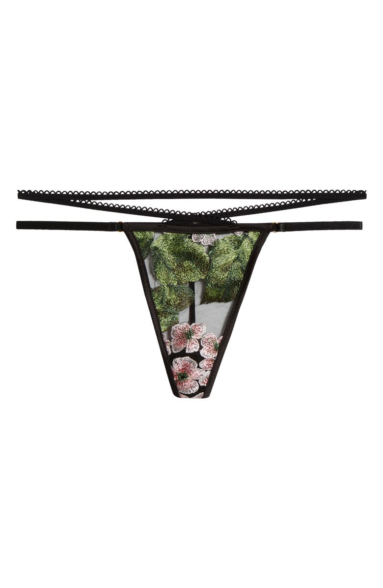 KILO BRAVA Hydrangea Strappy Embrodiered Mesh Thong, Alternate, color, Hydrangea Night