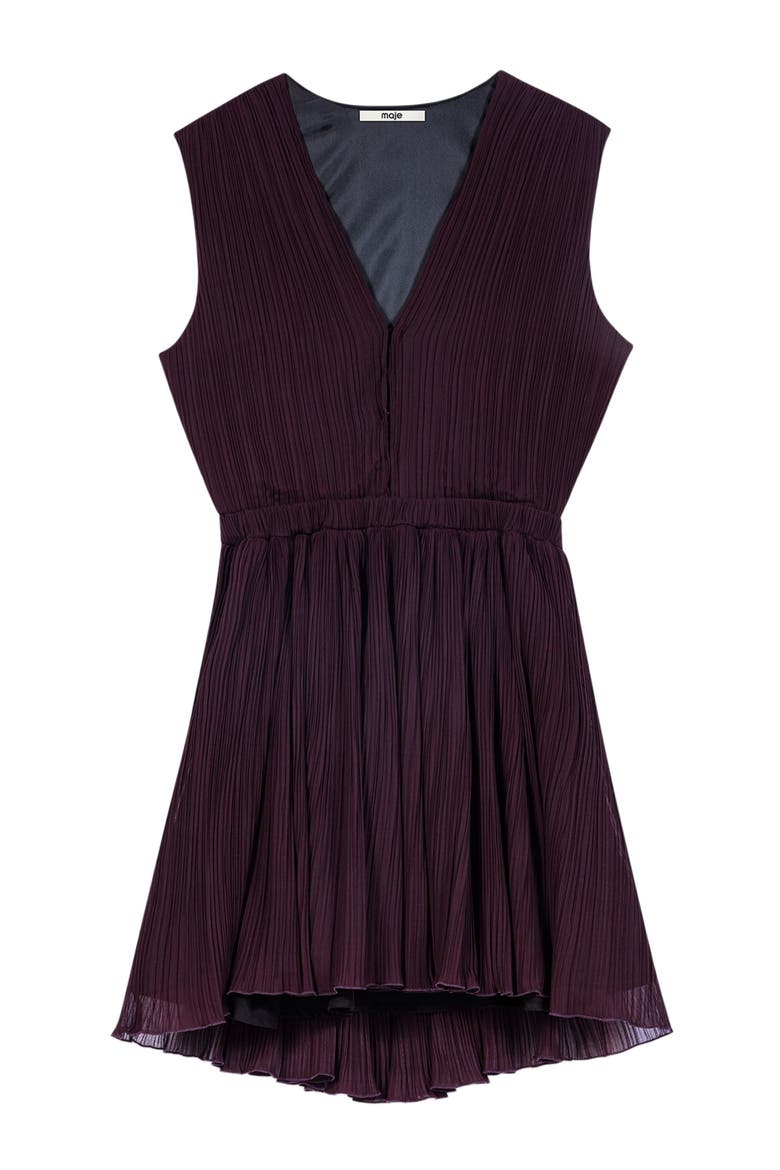 Short pleated skater dress, Alternate, color, Eggplant