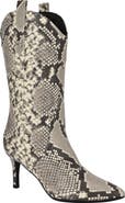 GUESS Wurlie Snakeskin Embossed Western Boot