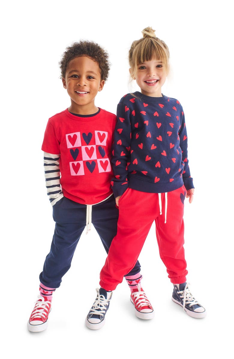 Primary Kids Heart Sweatpant, Alternate, color, Navy Lollipop