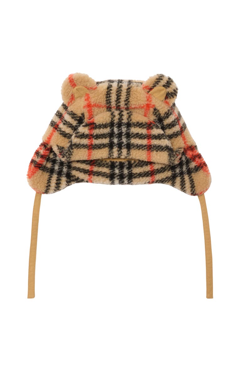 Burberry Check Fleece Trapper Hat, Main, color, 