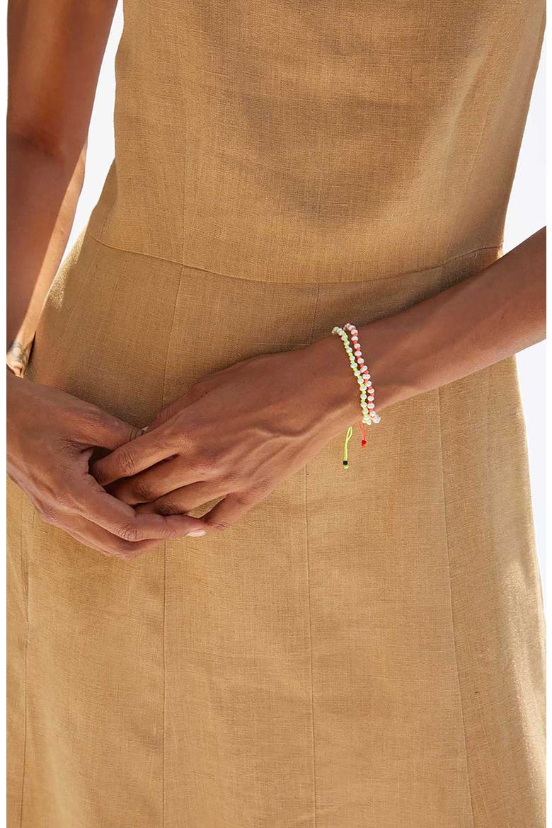 Petite Freshwater Pearl Beaded Slide Bracelet, Alternate, color, CORAL