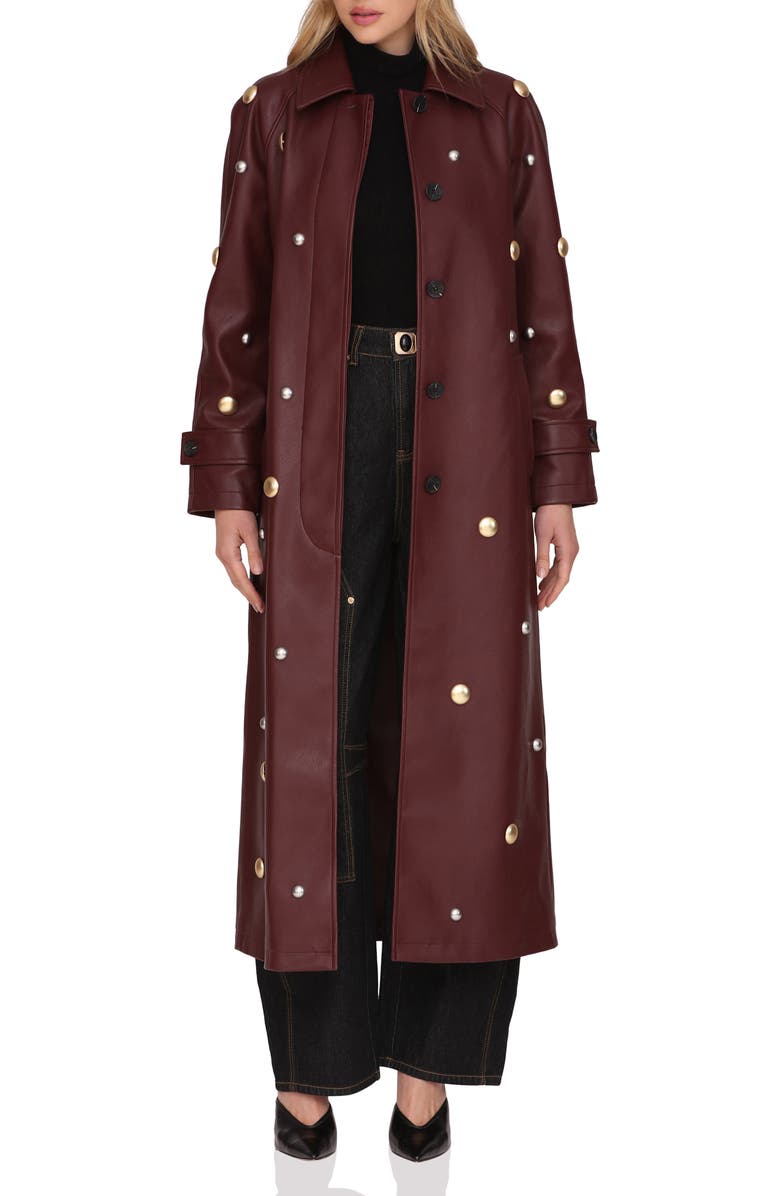 Avec Les Filles Faux-Ever Leather<sup>™</sup> Classic Belted Trench Coat, Alternate, color, Mulberry