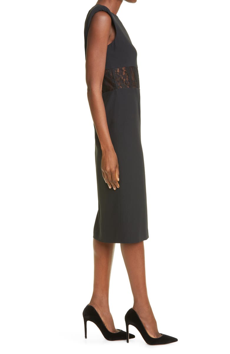 McQueen Alexander McQueen Lace Corset Crêpe Sheath Dress, Alternate, color,