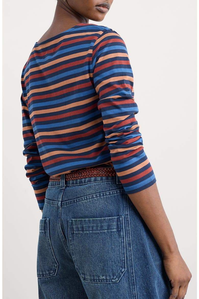 Sailor Stripe Organic Cotton Top, Alternate, color, TRI MINI CORNISH BURGUNDY
