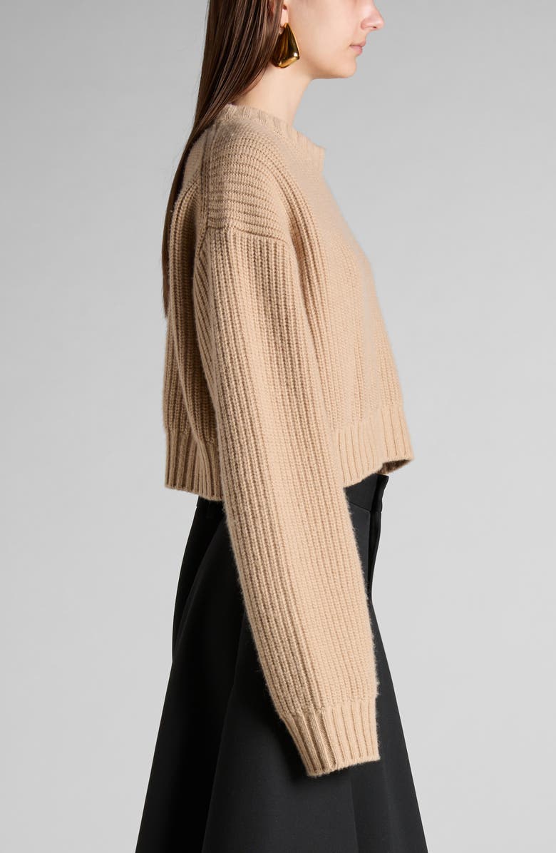 Bottega Veneta Oversize Wool & Cashmere Rib Crop Sweater, Alternate, color, 