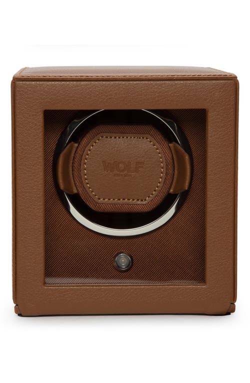 WOLF Cub Single Watch Winder in Cognac