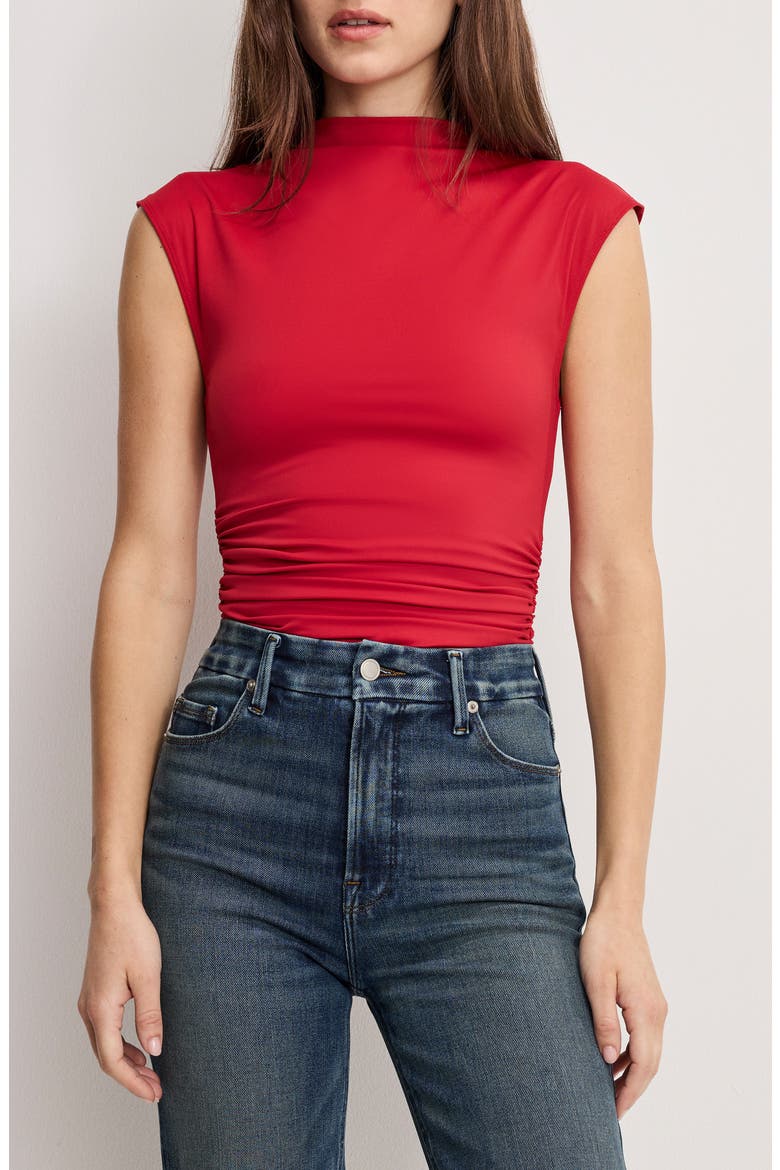 Weightless Mock Neck Bodysuit, Main, color, RUBY