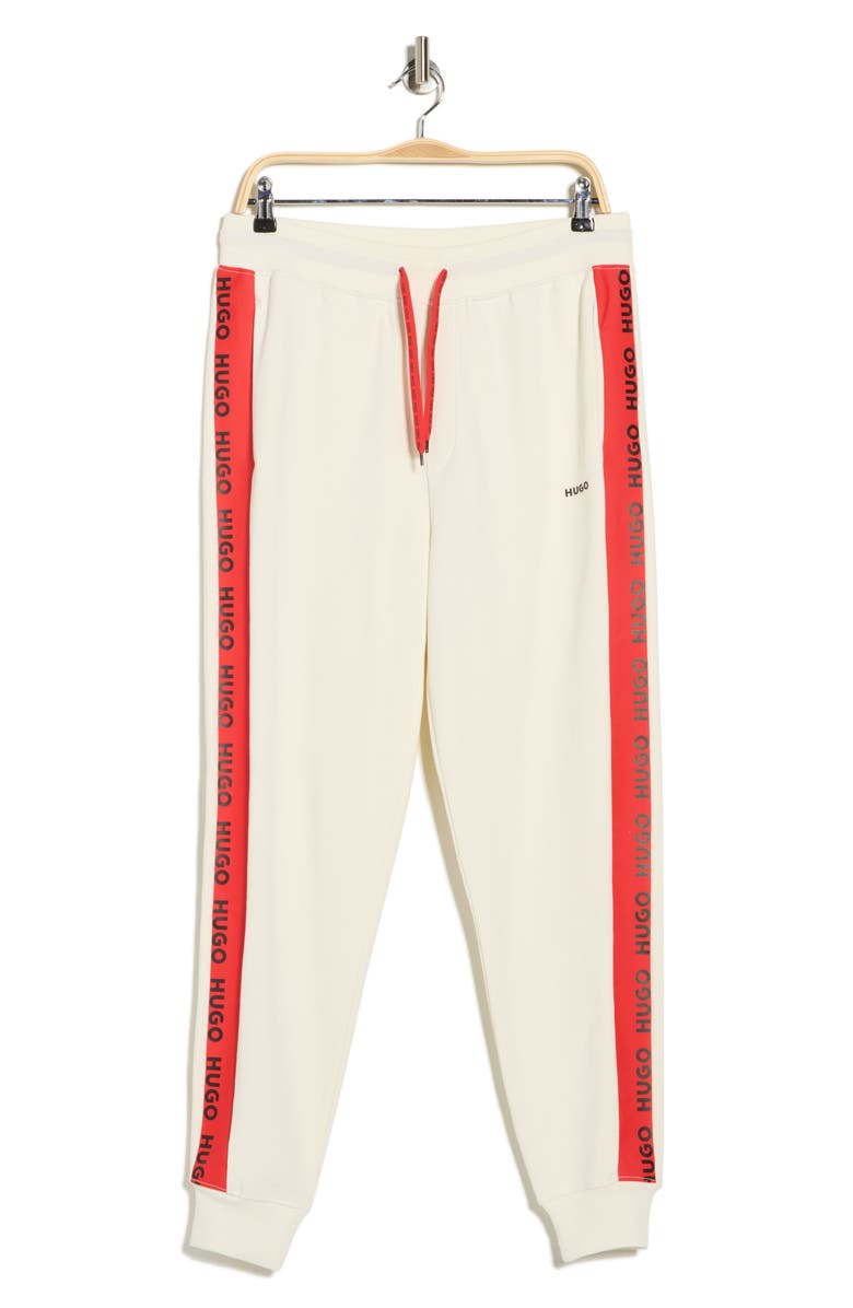 HUGO Darpraccio Logo Tape Cotton Pants, Alternate, color, Open White