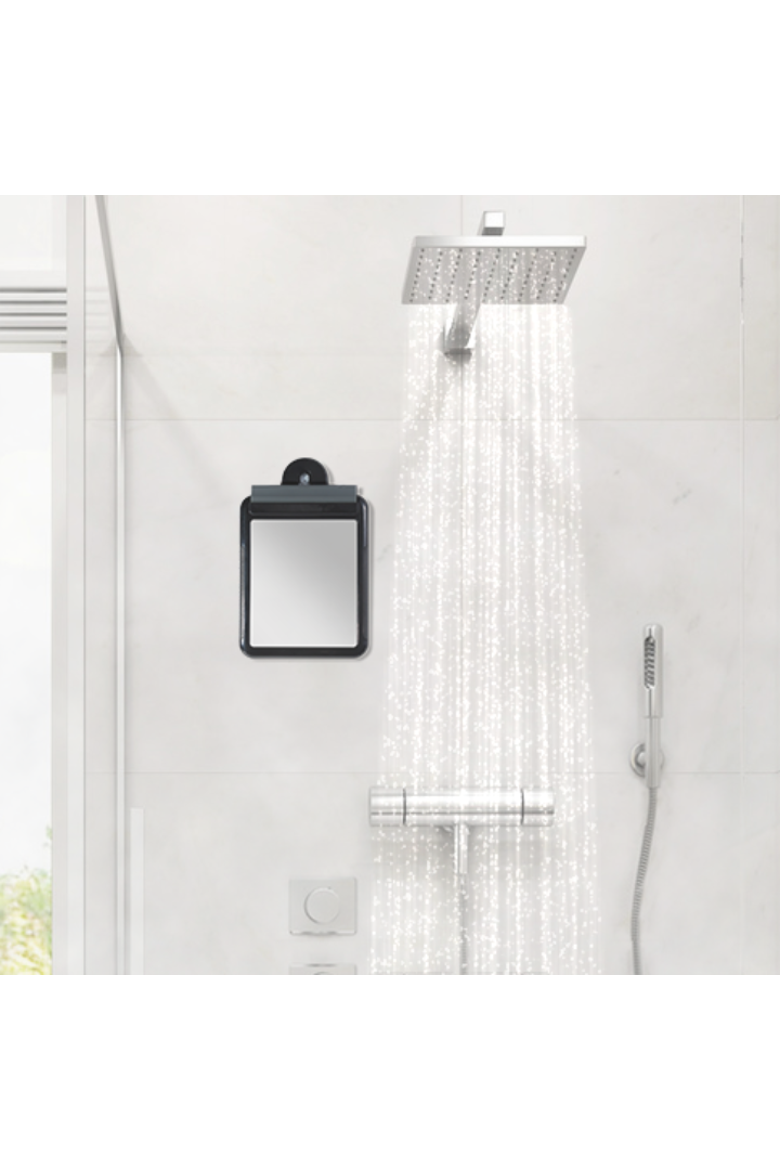 Fogless Shower Mirror for Travel with Suction Cup & Squeegee, Alternate, color, Black