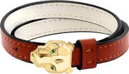 EFFY Tsavorite Panther Head Leather Strap Bracelet