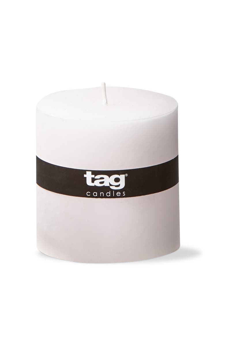 tag Chapel White Pillar Candle Unscented Long Burning Set of 3, Alternate, color, White