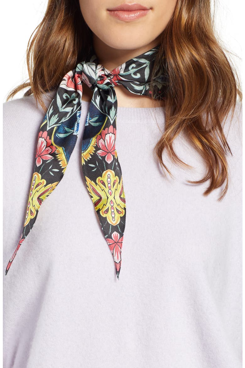 City Floral Diamond Scarf, Main, color, BLACK