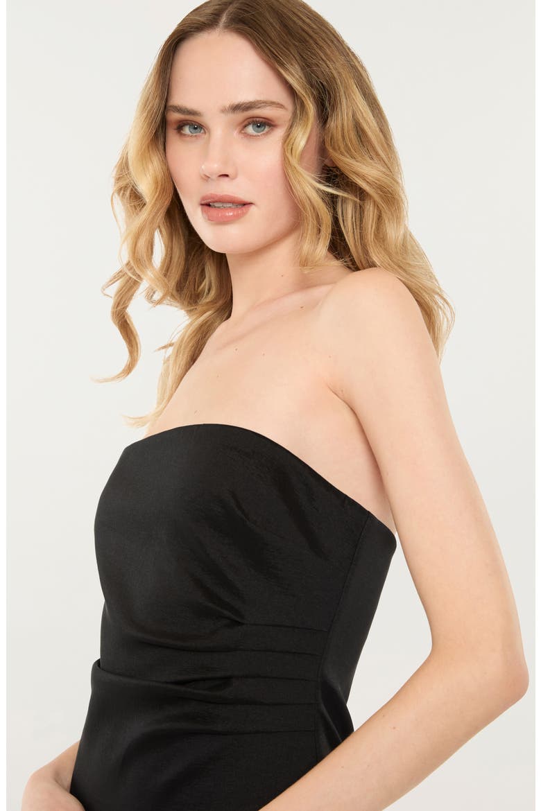 Evie Strapless Column Gown, Alternate, color, BLACK