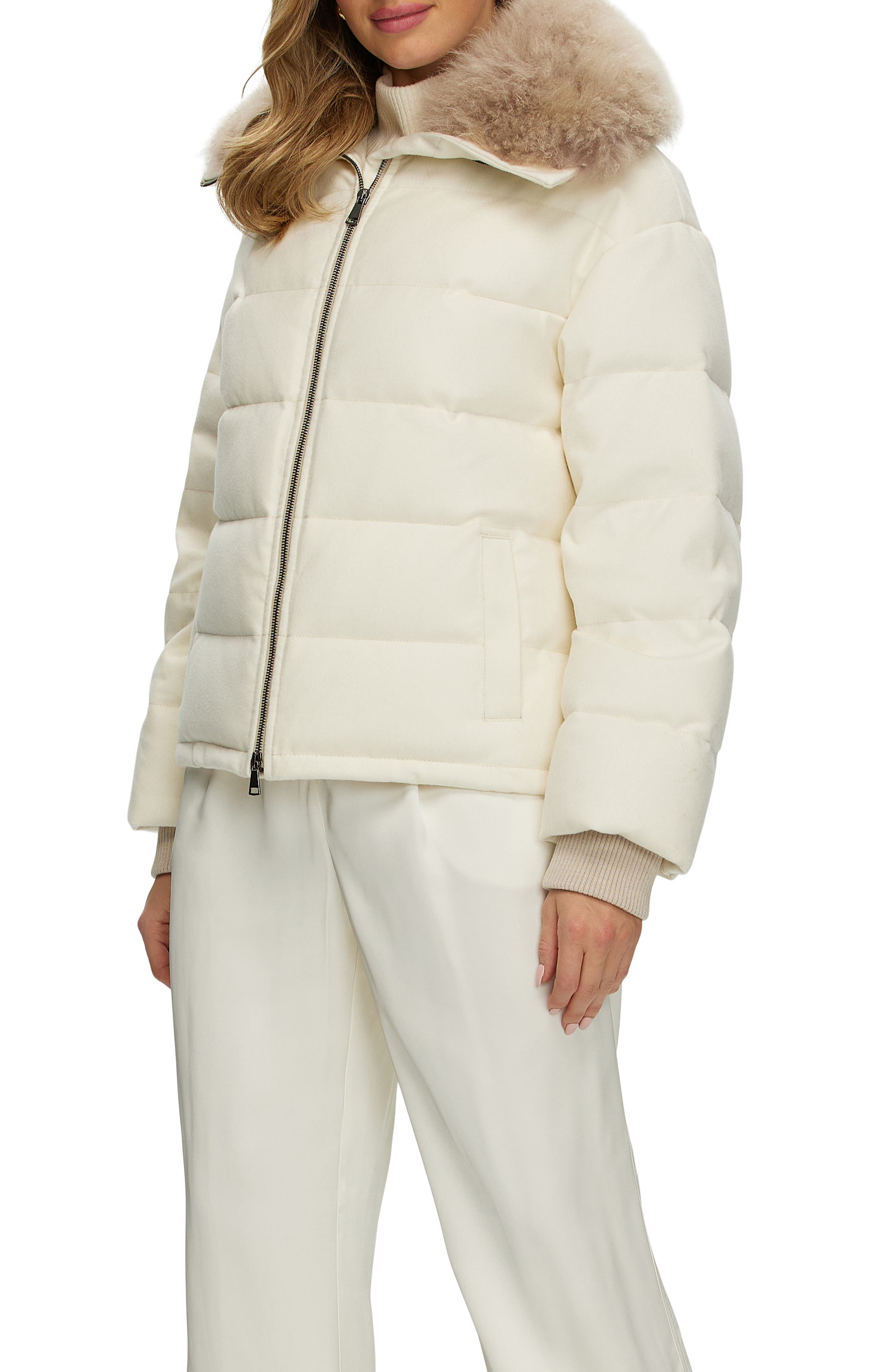 Cashmere Down Jacket with Genuine Shearling Collar - image 4