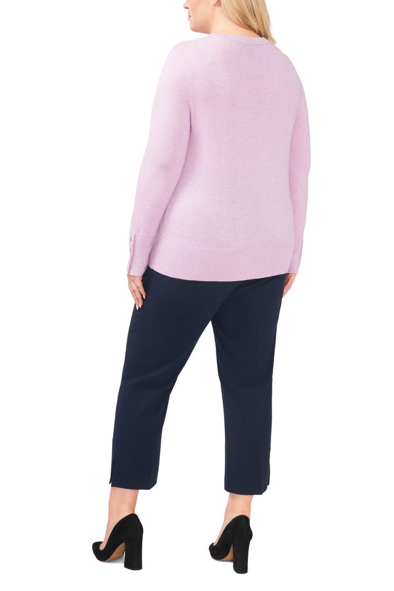 Button Cuff Cotton Blend Sweater, Alternate, color, ORCHID BLOOM