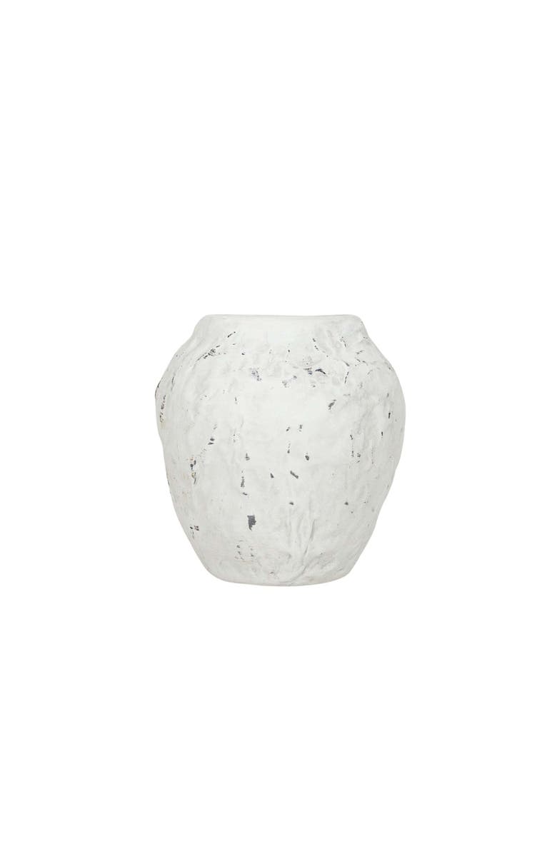Foreside Home and Garden Distressed Vase White Stoneware, Main, color, White