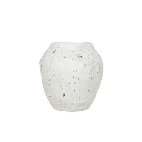 Distressed Vase White Stoneware