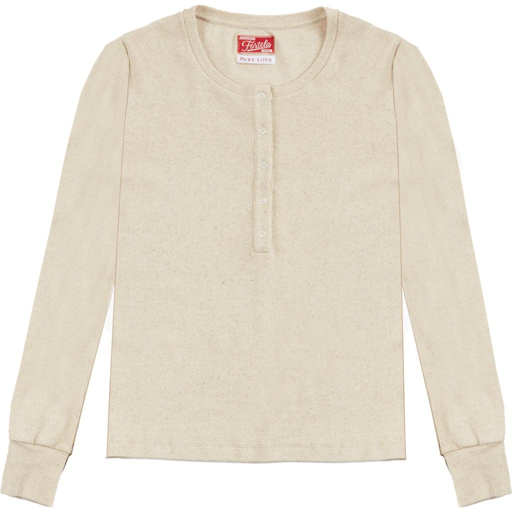 Fortela Coralie Long Sleeve Henley T-shirt In Neutral