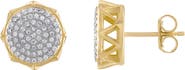 FZN 14K Gold Over Silver Men's Pavé Cubic Zirconia Stud Earrings