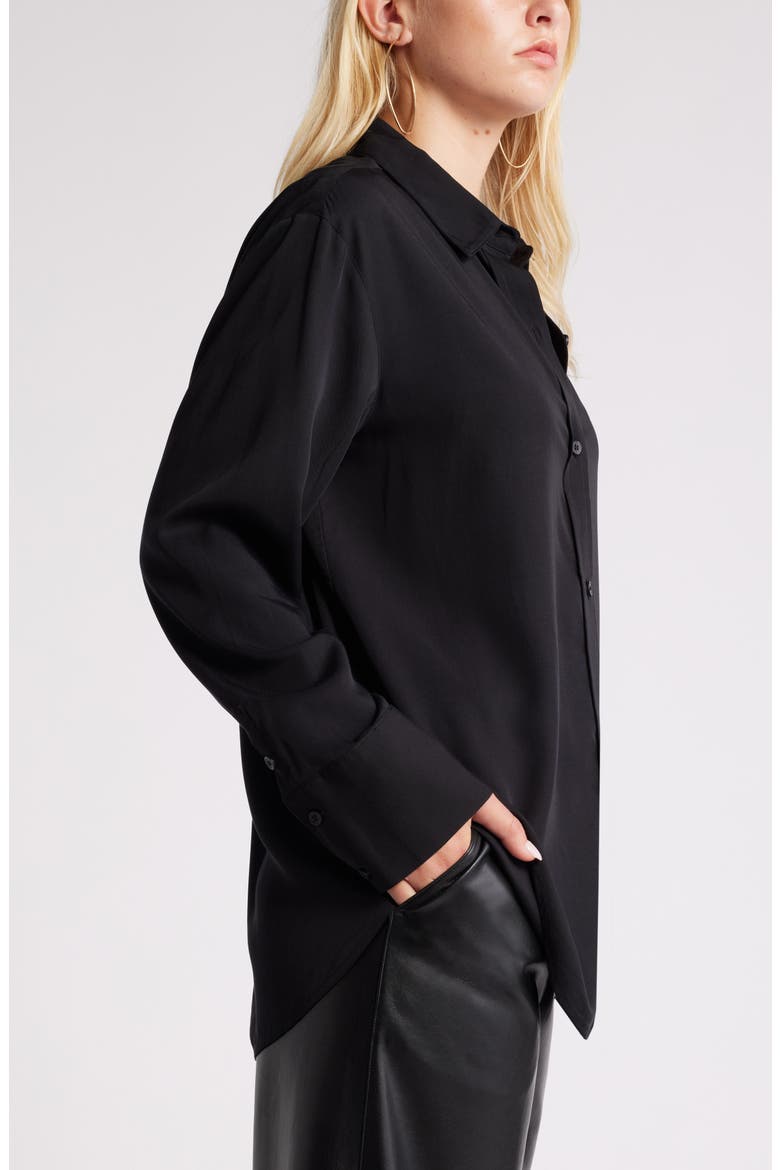Relaxed Fit Long Sleeve Button-Up Shirt, Alternate, color, BLACK