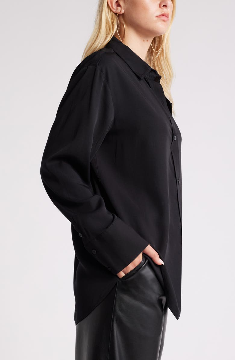 Open Edit Relaxed Fit Long Sleeve Button-Up Shirt, Alternate, color, Black